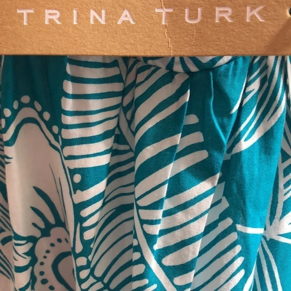 Trina Turk Glorious midi teal white tropical floral dress Small New with Tags - Picture 2 of 9